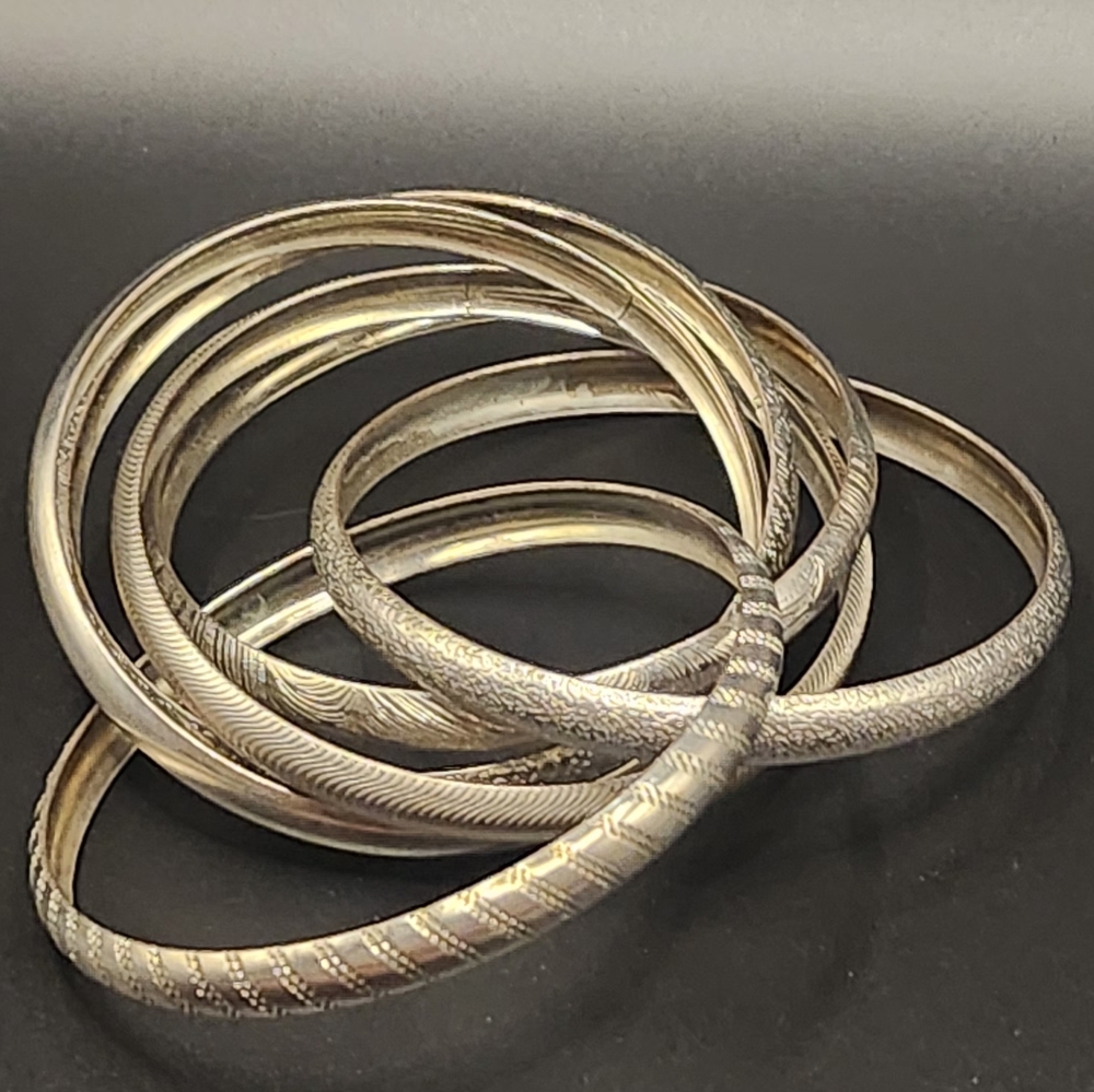 Elegant Silver Bangle Set